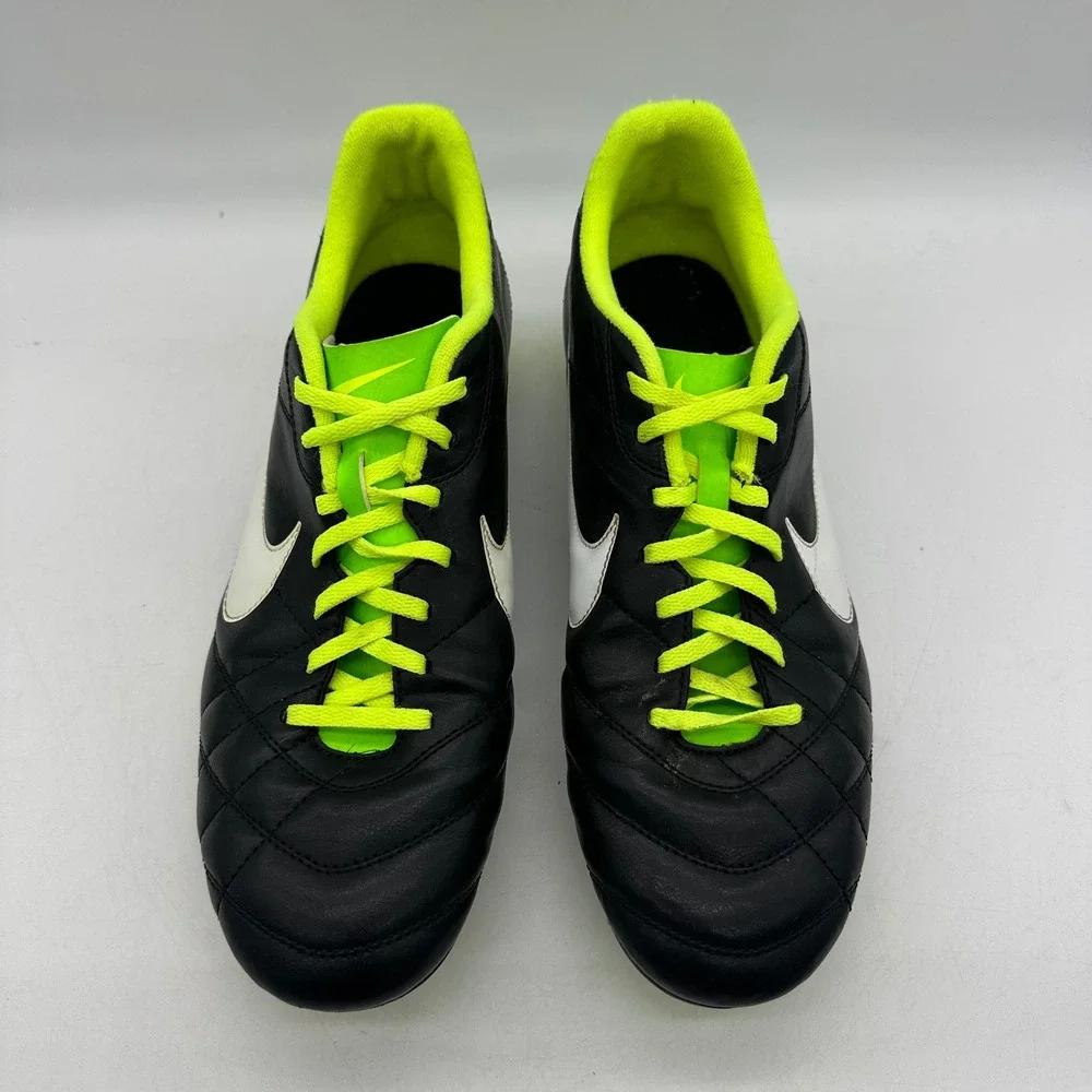 Nike 509038-013 Mens Size 12 Tiempo Natural IV FG Black/Green Soccer Cleats